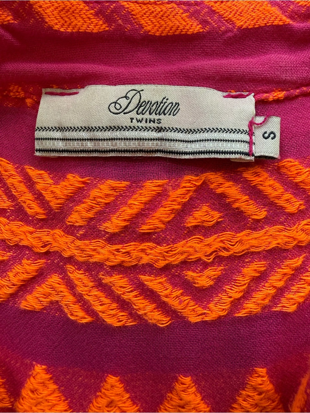 Devotion TWINS Pink and Orange Embroidered Mini Dress - Picture 3 of 3